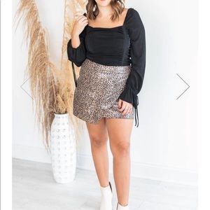 Animal Print Leather Skort